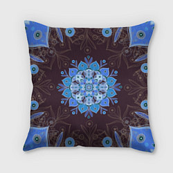 Подушка квадратная Мандала-цветок Голубая снежинка, цвет: 3D-принт