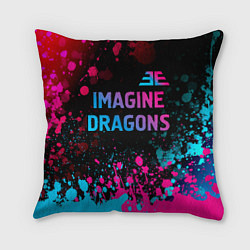 Подушка квадратная Imagine Dragons - neon gradient: символ сверху