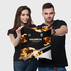 Подушка квадратная Valencia legendary sport fire, цвет: 3D-принт — фото 2
