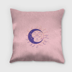 Подушка квадратная Спящие солнце и месяц в стиле модерн, цвет: 3D-принт