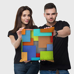 Подушка квадратная Разноцветные кубы, цвет: 3D-принт — фото 2