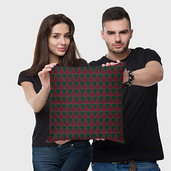 Подушка квадратная Красные и зеленые треугольники, цвет: 3D-принт — фото 2