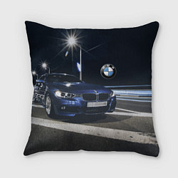 Подушка квадратная BMW на ночной трассе, цвет: 3D-принт