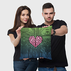 Подушка квадратная Heart brain chip, цвет: 3D-принт — фото 2