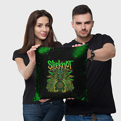 Подушка квадратная Slipknot green satan, цвет: 3D-принт — фото 2