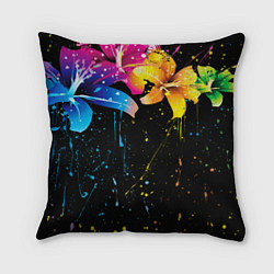 Подушка квадратная Цветные лилии, цвет: 3D-принт