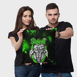 Подушка квадратная Slipknot зеленый козел, цвет: 3D-принт — фото 2