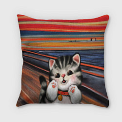 Подушка квадратная Крик котёнка мяу, цвет: 3D-принт
