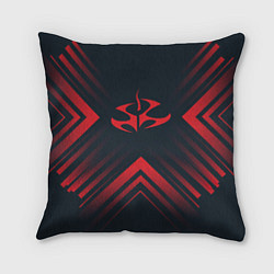 Подушка квадратная Красный символ Hitman на темном фоне со стрелками