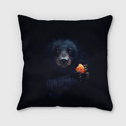 Подушка квадратная Медведь с морковкой