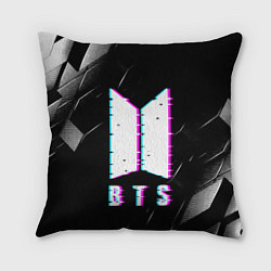 Подушка квадратная BTS - Неоновый логотип