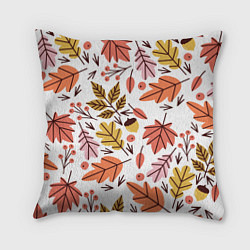Подушка квадратная Осенний паттерн - листья, цвет: 3D-принт