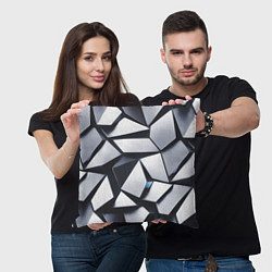 Подушка квадратная Объемные кристаллы - паттерн, цвет: 3D-принт — фото 2