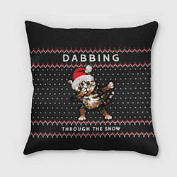 Подушка квадратная Dabbing, through the snow, cat