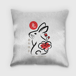 Подушка квадратная Rabbit with flower - chinese new year