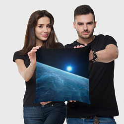 Подушка квадратная Яркая звезда над горизонтом - космос, цвет: 3D-принт — фото 2