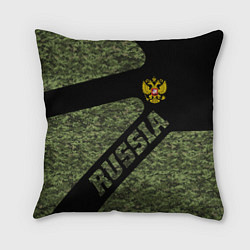 Подушка квадратная Камуфляж - RUSSIA, цвет: 3D-принт