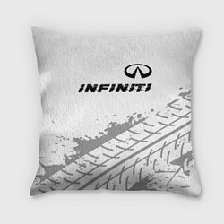 Подушка квадратная Infiniti speed на светлом фоне со следами шин: сим