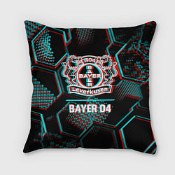 Подушка квадратная Bayer 04 FC в стиле glitch на темном фоне