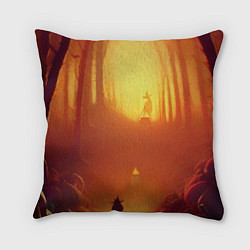 Подушка квадратная Темная ведьма колдует в жутком лесу, цвет: 3D-принт
