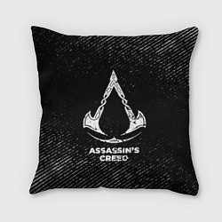 Подушка квадратная Assassins Creed с потертостями на темном фоне