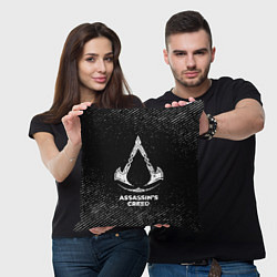 Подушка квадратная Assassins Creed с потертостями на темном фоне, цвет: 3D-принт — фото 2