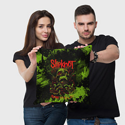 Подушка квадратная Slipknot green череп, цвет: 3D-принт — фото 2