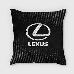Подушка квадратная Lexus с потертостями на темном фоне