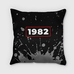 Подушка квадратная 1982 - в красной рамке на темном, цвет: 3D-принт