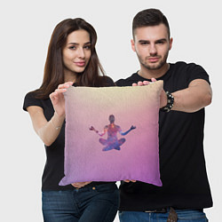 Подушка квадратная Поза лотоса в йоге, цвет: 3D-принт — фото 2