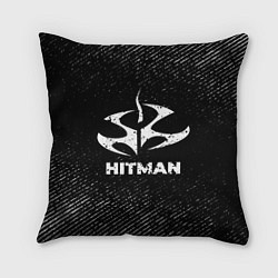 Подушка квадратная Hitman с потертостями на темном фоне
