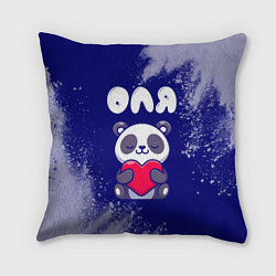 Подушка квадратная Оля панда с сердечком