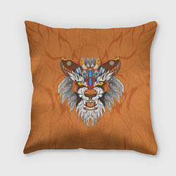 Подушка квадратная Голова тигра в узорах, цвет: 3D-принт