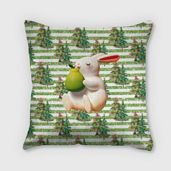 Подушка квадратная Кролик с грушей, цвет: 3D-принт