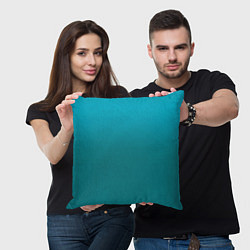 Подушка квадратная Градиент бирюзовый, цвет: 3D-принт — фото 2