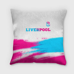 Подушка квадратная Liverpool neon gradient style: символ сверху