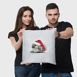 Подушка квадратная Рождественский кролик - 2023, цвет: 3D-принт — фото 2