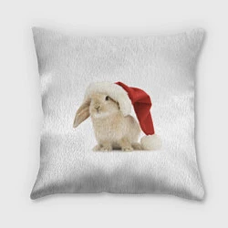 Подушка квадратная Новогодний кролик - 2023, цвет: 3D-принт