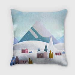 Подушка квадратная Зимние горы - минимализм