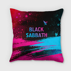 Подушка квадратная Black Sabbath - neon gradient: символ сверху