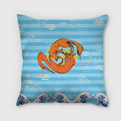 Подушка квадратная Лисички и море, цвет: 3D-принт