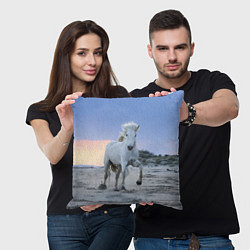 Подушка квадратная Белый конь, цвет: 3D-принт — фото 2