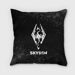 Подушка квадратная Skyrim с потертостями на темном фоне