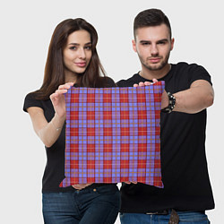 Подушка квадратная Ткань Шотландка красно-синяя, цвет: 3D-принт — фото 2