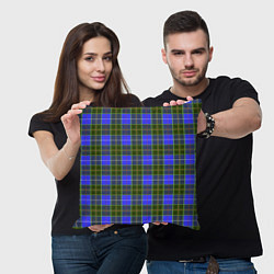 Подушка квадратная Ткань Шотландка сине-зелёная, цвет: 3D-принт — фото 2