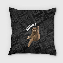 Подушка квадратная Хоба кот на темном фоне