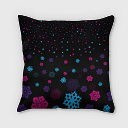 Подушка квадратная Цветные снежинки, цвет: 3D-принт