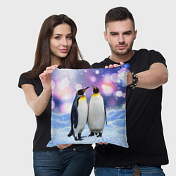 Подушка квадратная Пингвины на снегу, цвет: 3D-принт — фото 2