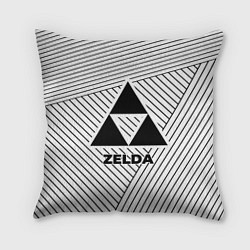 Подушка квадратная Символ Zelda на светлом фоне с полосами