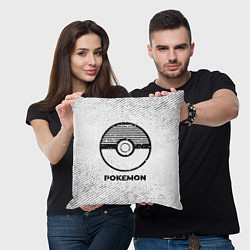 Подушка квадратная Pokemon с потертостями на светлом фоне, цвет: 3D-принт — фото 2